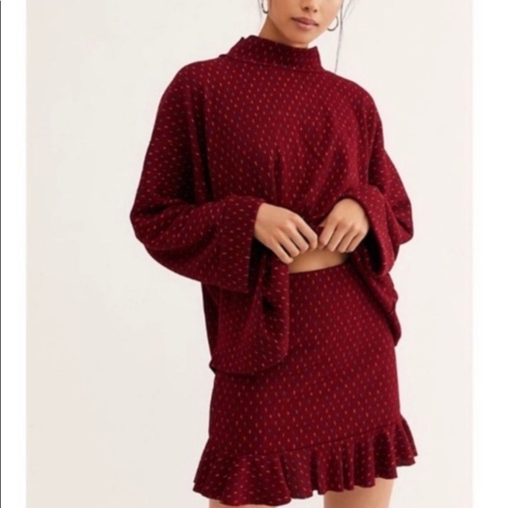 FREE PEOPLE Set The Mood Skirt 2 Pc Set M